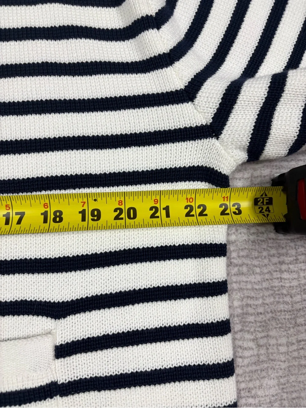 J. Crew Relaxed Emilie Sweater Lady Jacket Natural Navy Stripe Cardigan XL Boxy - Picture 5 of 10